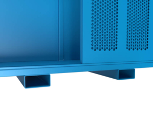 Rigging storage cabinet with forklift pockets
