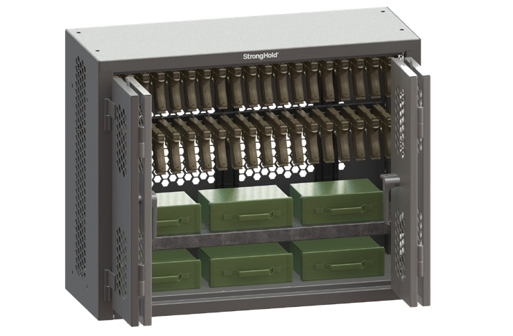 Strong Hold weapons storage locker with pistols and ammo