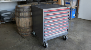 Strong Hold Modular Drawer Storage cabinet in a distillery setting