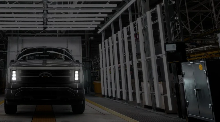 Ford truck at a production facility with a Strong Hold cabinet