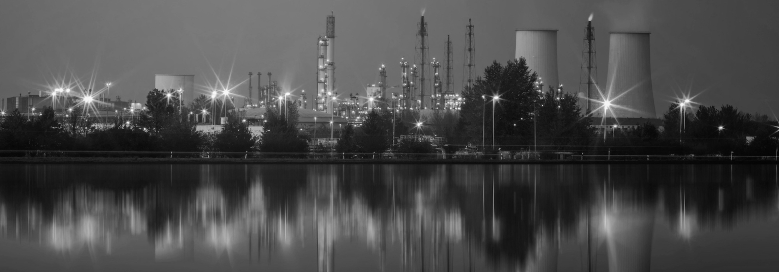Power plant picture in black and white