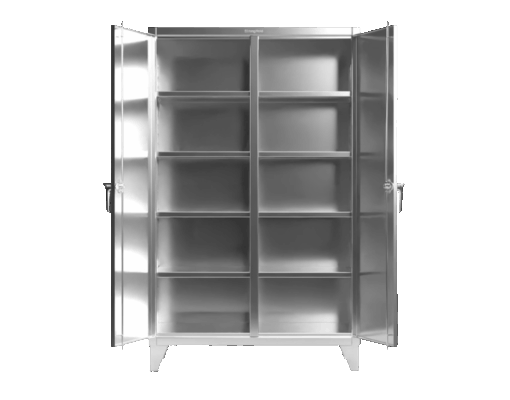Strong Hold 46-DS-248SS double-shift stainless steel cabinet with 8 shelves