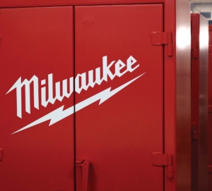 Strong Hold cabinet with Milwaukee custom logo branding