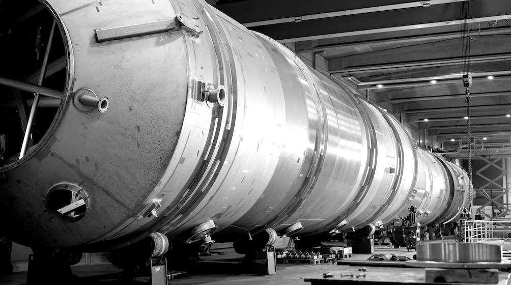 rocket engine in a hangar