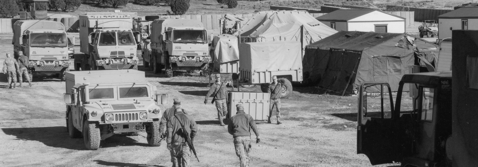 US soldiers in a staging area