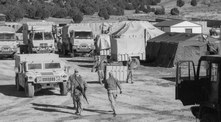 US soldiers in a staging area
