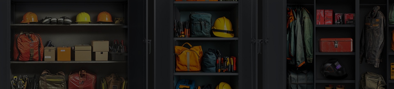 3 Strong Hold cabinets open filled with equipment