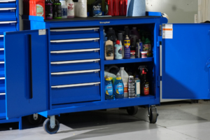Blue Strong Hold tool cart