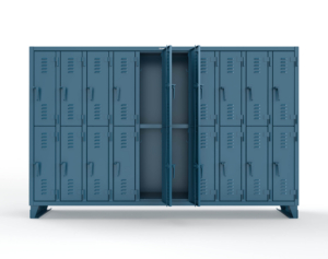 Strong Hold 106-18-2TSL Extreme Duty 12 GA Double-Tier Locker with 20 Compartments, Louvered Doors, Coat Hooks