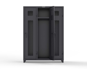 Strong Hold 4.66-3H-18-1T-L Extra Heavy Duty 14 GA Ventilated Single-Tier Locker with Shelf and Hanger Rod, 3 Compartments