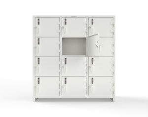 Strong Hold 66-12D-24-4T-EK-L Extra Heavy Duty 14 GA 4-Tier Locker with Keyless Entry Lock, 12 Compartments
