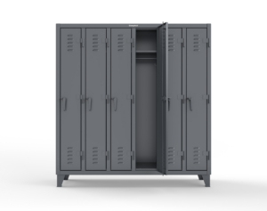 Strong Hold 66-18-1TSL Extreme Duty 12 GA Single-Tier Locker with 6 Compartments, Louvered Doors, Wardrobe Rod