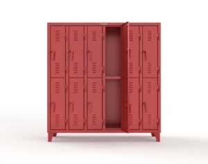Strong Hold 66-18-2TSL Extreme Duty 12 GA Double-Tier Locker with 12 Compartments, Louvered Doors, Coat Hooks