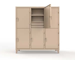 Strong Hold 66-24-2TPL-12DB Extreme Duty 12 GA Double-Tier Locker with 6 Compartments, 9 Shelves, 12 Drawers